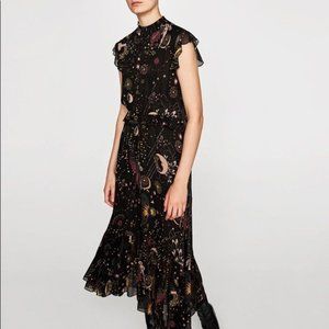 Zara Celestial Moon Zodiac Space Maxi Dress - Size Large